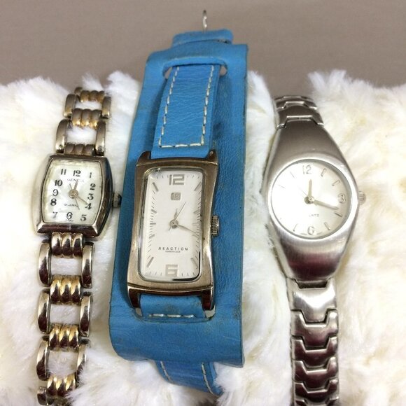 Lot of 3 Watches Womens Working Kenneth Cole Geneva Leather Bracelet - Picture 1 of 6